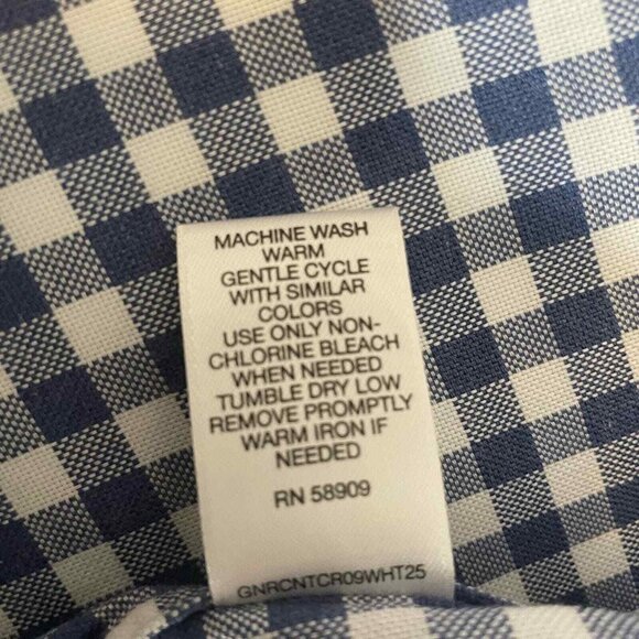 Daniel Cremieux Short Sleeve Button Down Size L Navy and White Gingham - Picture 7 of 9